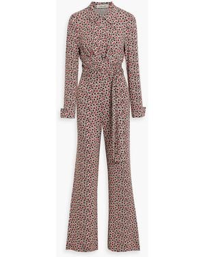 Diane von Furstenberg Michele Printed Stretch-Jersey Wide-Leg Jumpsuit - Red
