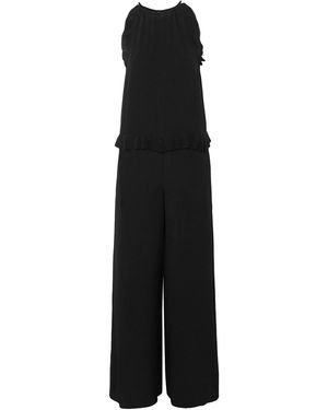 RED Valentino Ruffle-trimmed Crepe De Chine Jumpsuit - Black