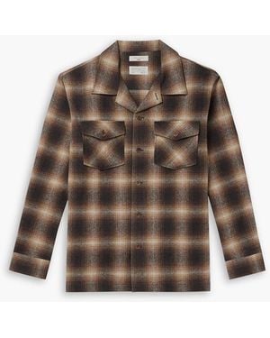 Nudie Jeans Vincent Camp-Collar Checked Wool-Blend Shirt - Brown