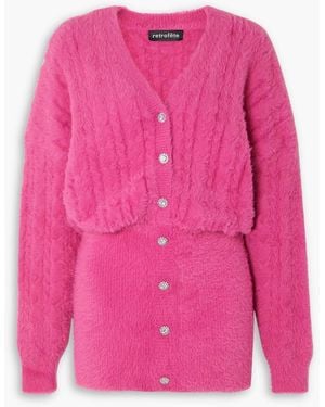 retroféte Tala Crystal-embellished Cable-knit Mini Dress - Pink