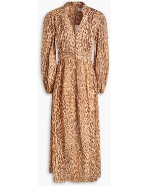 Zimmermann Leopard-print Linen Midi Dress - Natural
