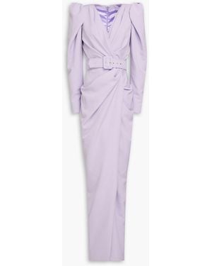 Rhea Costa Plissierte robe aus crêpe mit gürtel - Lila