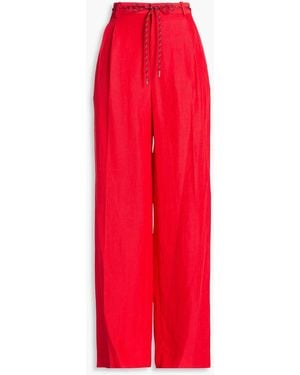 Sandro Woven Wide-leg Trousers - Red