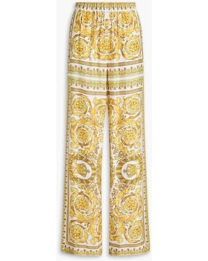 Versace Hose mit weitem bein aus satin mit print - Mettallic