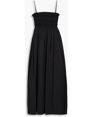 Tory Burch Gathered Cotton-Poplin Midi Dress - Black