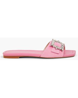 Stuart Weitzman Verzierte pantoletten aus leder mit schnalle - Pink