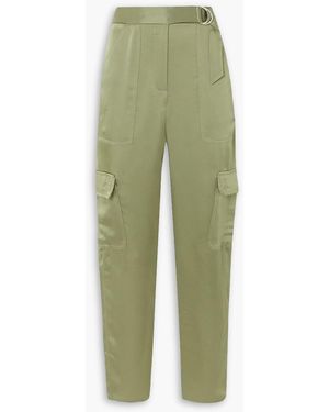Jonathan Simkhai Carolina Belted Satin Straight-leg Pants - Green