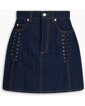 McQueen Lace-Up Denim Mini Skirt - Blue
