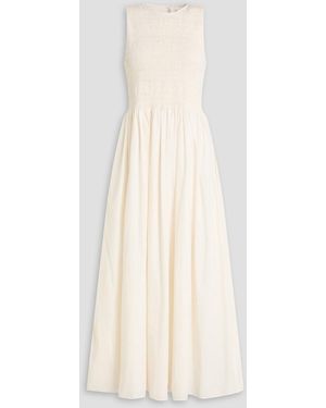Faithfull the Brand Alena Shirred Cotton-Poplin Maxi Dress - White