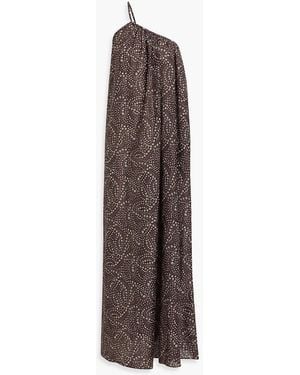 Matteau One-Shoulder Floral-Print Cotton And Silk-Blend Maxi Dress - Brown