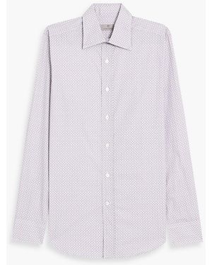 Canali Printed Cotton-Poplin Shirt - White