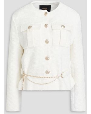 Maje Belted Cotton-blend Tweed Jacket - Natural