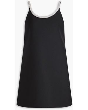 Rohe Crystal-embellished Grain De Poudre Wool-blend Mini Dress - Black