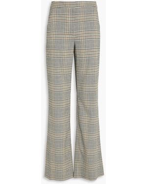 Veronica Beard Tonelli Gingham Twill Flared Trousers - Grey