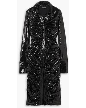 Quinn Ruched Sequined Stretch-jersey Midi Dress - Black