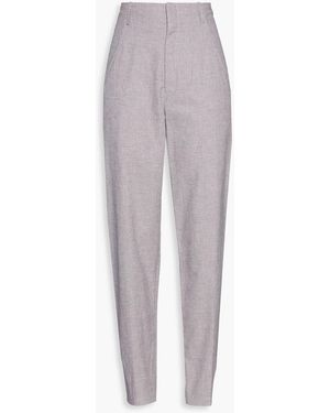 Isabel Marant Loulia Houndstooth Cotton And Linen-blend Tapered Pants - Purple