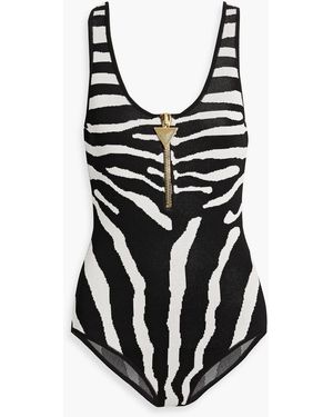 Balmain Zebra-Jacquard Bodysuit - Black