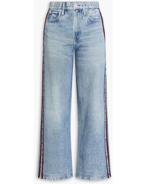 Rag & Bone Miramar Denim-Effect Print French Cotton-Terry Wide-Leg Trousers - Blue