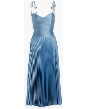 10 Crosby Derek Lam Rochelle Pleated Satin-crepe Midi Dress - Blue