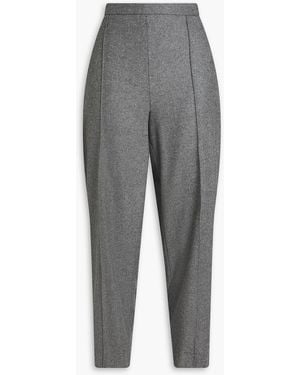 Vince Cropped Flannel Tapered Trousers - Grey