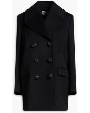 McQueen Double-Breasted Wool-Felt Coat - Black
