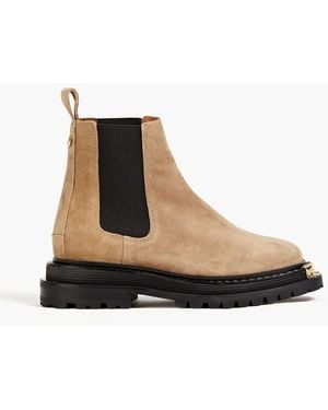 Sandro Embellished Suede Chelsea Boots - Natural