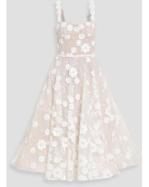 Bronx and Banco Mademoiselle Embellished Tulle Midi Dress - White