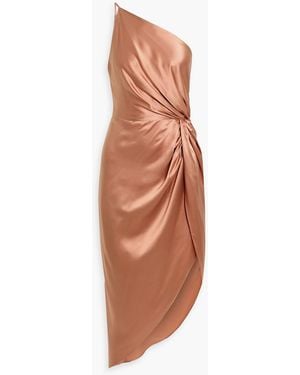 Michelle Mason One-Shoulder Twisted Silk-Satin Dress - Pink