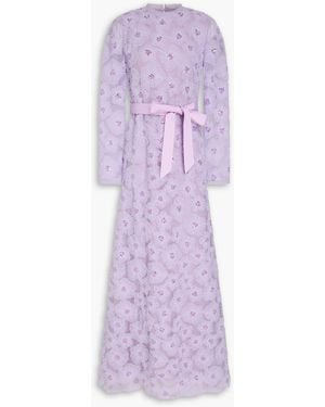 Huishan Zhang Maurene Embellished Tulle Maxi Dress - Purple