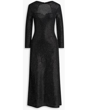 Maje Cutout Crystal-embellished Knitted Midi Dress - Black