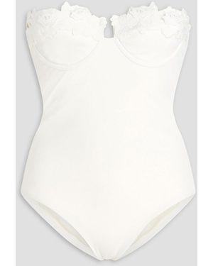 Zimmermann Embroidered Bandeau Swimsuit - White