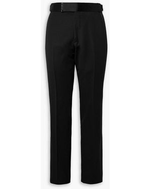 Tom Ford Straight-Leg Belted Satin-Trimmed Wool And Mohair-Blend Tuxedo Trousers - Black