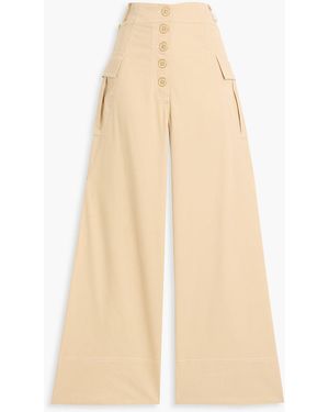 FARM Rio Cotton-Twill Wide-Leg Pants - Natural