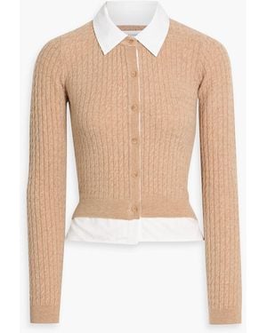 NAADAM Cotton-Blend Poplin And Cable-Knit Wool And Cashmere-Blend Shirt - White