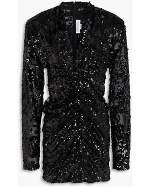 Victoria Beckham Sequined Tulle Mini Dress - Black