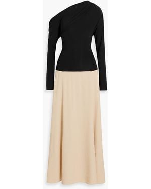 Esse Studios Dasha Duo One-Shoulder Cutout Stretch-Knit And Gauze Maxi Dress - Natural