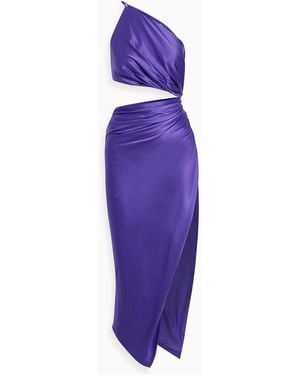 The Sei One-Shoulder Cutout Silk-Satin Midi Dress - Purple
