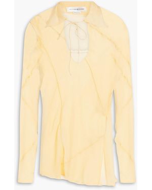 Victoria Beckham Stretch-lace And Chiffon Blouse - Yellow