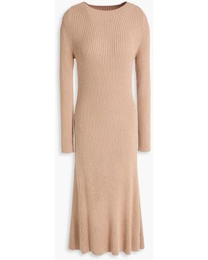 JOSEPH Ribbed Silk-Blend Midi Dress - Natural