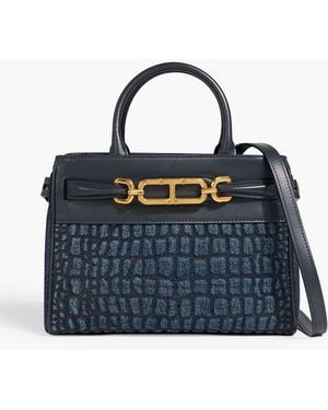 Tom Ford Whitney Embossed Denim And Leather Tote - Blue