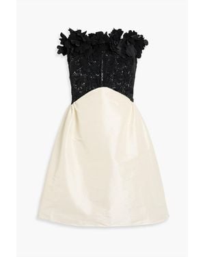 Kika Vargas Rima Strapless Guipure Lace And Taffeta Mini Dress - Black