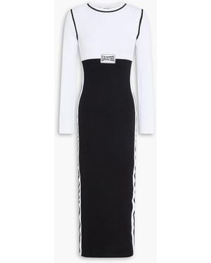 Jean Paul Gaultier Two-Tone Stretch-Cotton Jersey Midi Dress - White