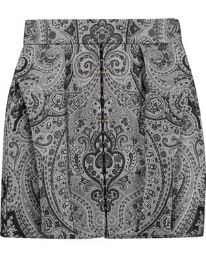 Balmain Pleated Brocade Mini Skirt - Gray