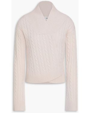 Victoria Beckham Wrap-effect Cable-knit Merino Wool Jumper - White