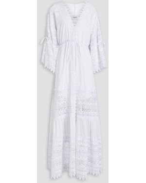 Charo Ruiz Marguerita Guipure Lace And Cotton-Blend Voile Maxi Dress - White