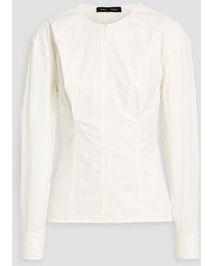 Proenza Schouler Ivonne Draped Cotton-Blend Poplin Top - White
