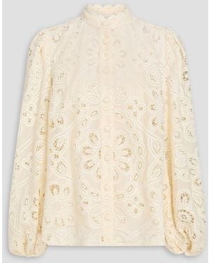 Zimmermann Bluse aus baumwolle mit lochstickerei - Natur