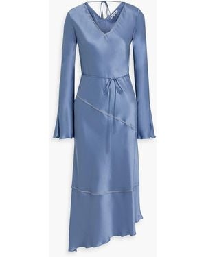 Acne Studios Asymmetric Satin Midi Dress - Blue