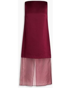 Esse Studios Rio Cowl Organza-Trimmed Silk-Satin Midi Dress - Purple
