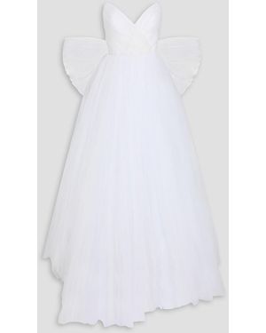 Rasario Off-The-Shoulder Glittered Tulle Bridal Gown - White